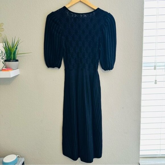 Sophie Max  Midi Dress M Cottagecore Dark Academia Witchcore Puff Sleeve Smocked - Picture 2 of 7